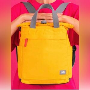 ORI London Camden Yellow Roll-Top Backpack with Gray Straps